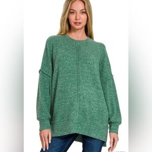 Zenana Brushed Melange Hacci Oversized Sweater (S/M)